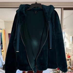 Express Dark Teal Faux Fur Jacket
